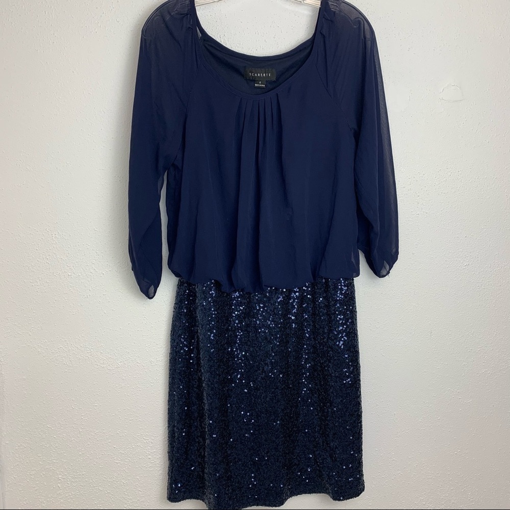 Navy Scarlett Evening Dress with Sequence Dress